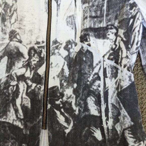 Beautiful linen white jacket with a grey print and a zipper - Picture 2 of 10